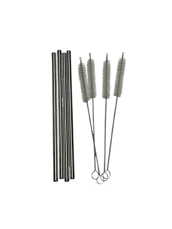 Other - Stainless Steel Reusable Drinking Straws with Cleaning Brushes - All 4 in Set
